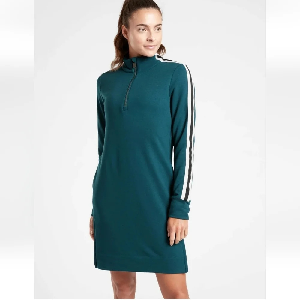 Athleta Crosstown Track Half Zip Long Sleeves Above Knee Athletic Dress XXS 00
